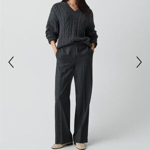 Theory Charcoal Wide Leg Pants in Sleek Flannel - size 2